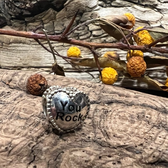 Authentic Chamilia Charm-Heart Bead You Rock Sterling Silver - Picture 3 of 5